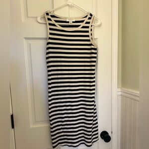 Maternity Navy and White Striped Midi Dress